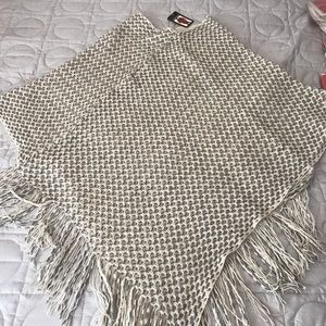 Loose Knit Fringed Acrylic Poncho